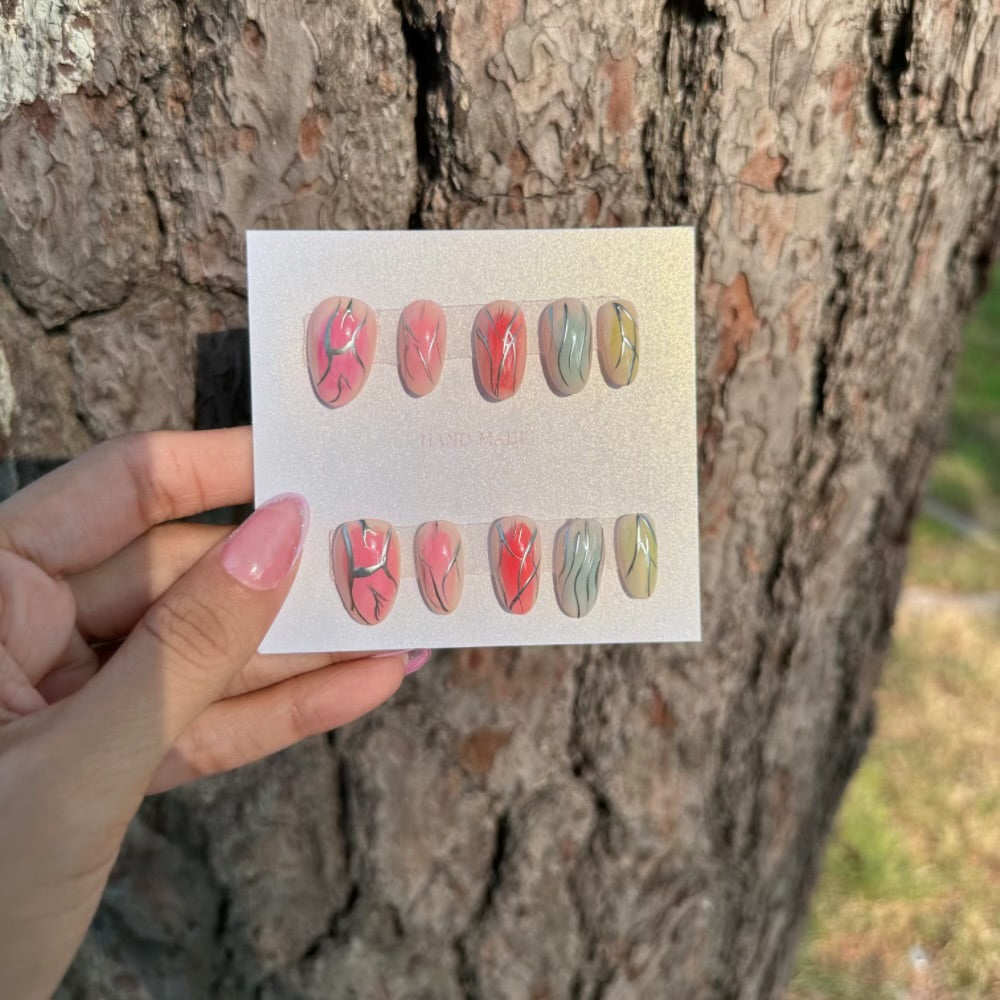 Summer chrome nails