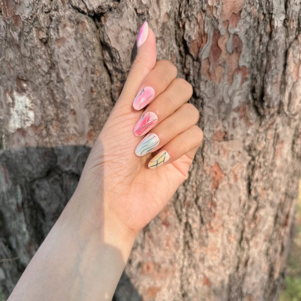 Summer chrome nails